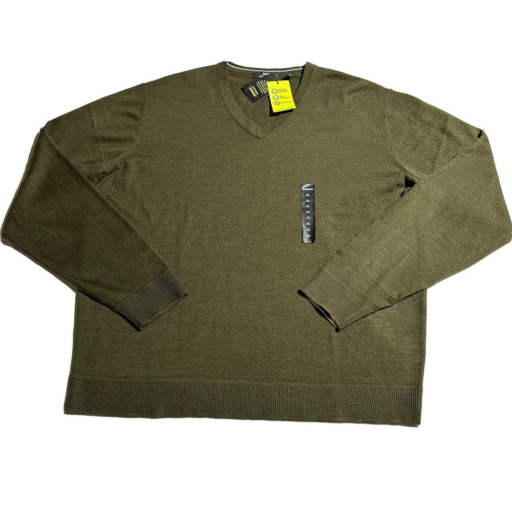 Murano Modern Performance Men's V Neck Sweater Olive Size XL NWT